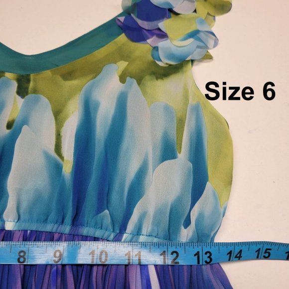 Argenti New York Green Blue Sleeveless Accordion Flare Dress - New - Picture 11 of 16